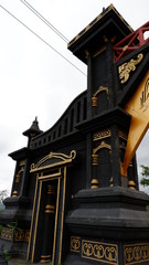 gate fence, from black stone carved