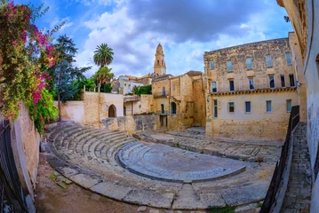 Fototapeten Roman historical theatre, ancient construction of Italy in the old historic city of Lecce © cristianbalate