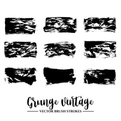 Set of black brush stroke and texture. Grunge vector abstract hand - painted element. Underline and border.