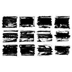 Obraz premium Set of black brush stroke and texture. Grunge vector abstract hand - painted element. Underline and border.