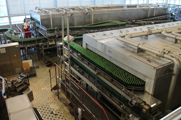 Production line in brewery Budvar in České Budějovice, South Bohemia, Czech republic