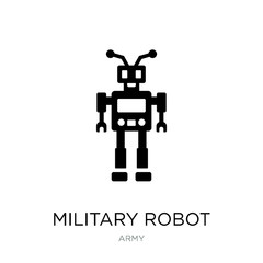 military robot machine icon vector on white background, military
