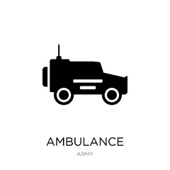 ambulance icon vector on white background, ambulance trendy fill