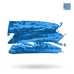 Fototapeta premium Blue brush stroke and texture. Grunge vector abstract hand - painted element. Underline and border design.