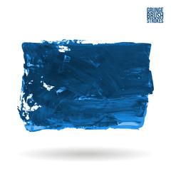 Fototapeta premium Blue brush stroke and texture. Grunge vector abstract hand - painted element. Underline and border design.