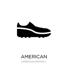 american football black shoe icon vector on white background, am