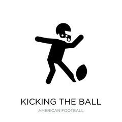 kicking the ball icon vector on white background, kicking the ba