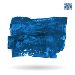 Fototapeta premium Blue brush stroke and texture. Grunge vector abstract hand - painted element. Underline and border design.