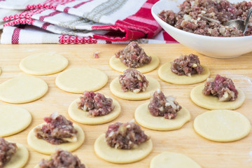 Homemade beef dumplings.