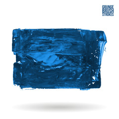 Fototapeta premium Blue brush stroke and texture. Grunge vector abstract hand - painted element. Underline and border design.