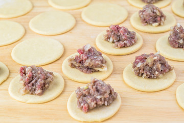 Homemade beef dumplings.