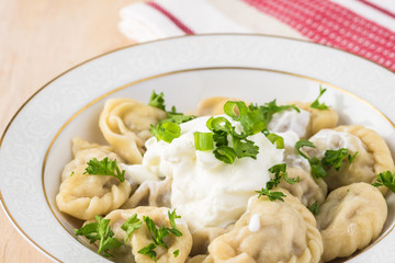 Homemade beef dumplings.