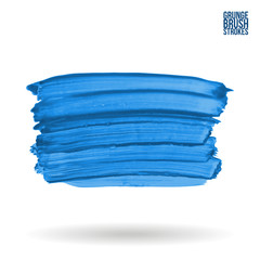 Fototapeta premium Blue brush stroke and texture. Grunge vector abstract hand - painted element. Underline and border design.