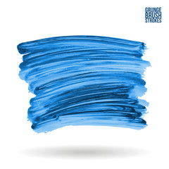 Blue brush stroke and texture. Grunge vector abstract hand - painted element. Underline and border design.