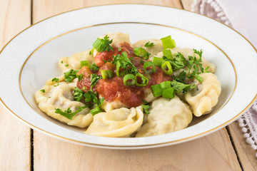 Homemade beef dumplings.