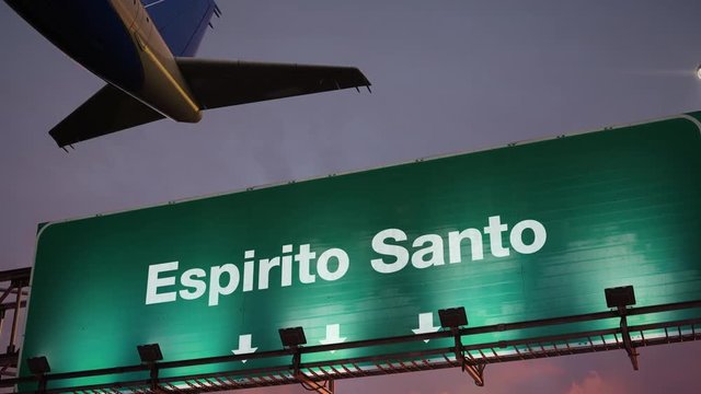Airplane Take off Espirito Santo during a wonderful sunrise