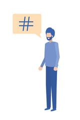 young man with dialog bubble avatar character