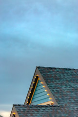 House with Christmas lights on the edge of roof