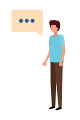 young man with dialog bubble avatar character