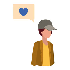 young man with dialog bubble avatar character
