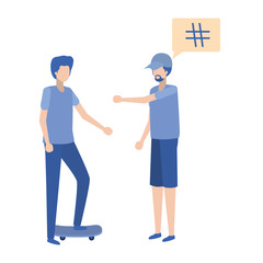 young men with dialog bubble avatar character