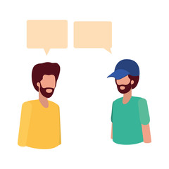 young men with dialog bubble avatar character