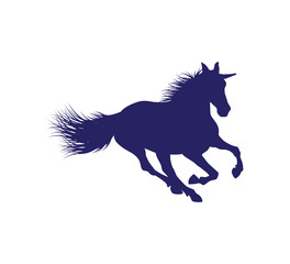Fototapeta na wymiar unicorn horse silhouette with detailed hair vector illustration design in white background