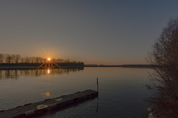 Fototapeta na wymiar Sunset on Po river