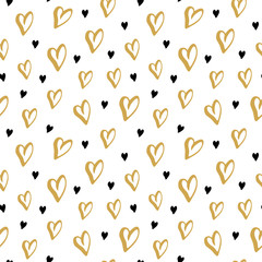 Heart symbol seamless pattern vector illustration. Hand drawn sketch doodle background. Saint Valentains Day or womens day background