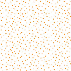 Confetti Stars Seamless Pattern - Tiny orange confetti stars scattered over white background