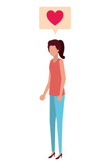 young woman with speech bubble avatar character