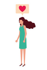 young woman with speech bubble avatar character