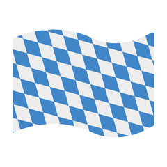 Waving Bavarian Flag - Blue and white waving flag of Bavaria isolated on white background