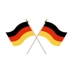 Two German Flags - Two waving German flags isolated on white background