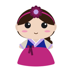 Cute Girl in Korean Hanbok - Cute girl dressed in hanbok or traditional Korean attire