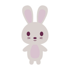 Cute White Rabbit - Adorable cartoon white rabbit with pink features isolated on white background