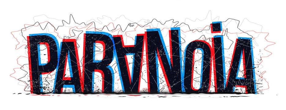 Paranoia word vector, creative illustration.