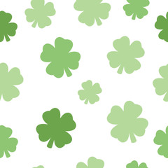 Fototapeta premium Seamless Four Leaf Clover Pattern White Background