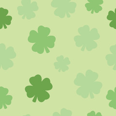 Fototapeta premium Seamless Pattern Four Leaf Clover Green Background