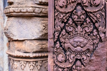 beautiful carving of Banteay Srei temple