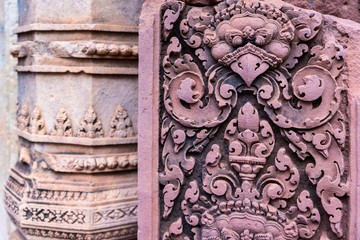 beautiful carving of Banteay Srei temple