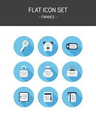 Set of Diagonal Line Point Flat Icons 