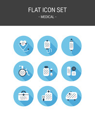 Set of Diagonal Line Point Flat Icons 