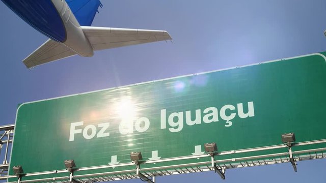 Airplane Take off Foz do Iguacu.Portuguese