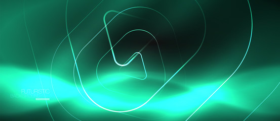 Fototapeta premium Dark black abstract background with neon colors and lines