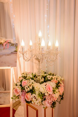 Candlestick with white curtain