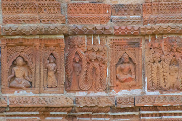 Terracotta decorations at Hindu Temple, India.