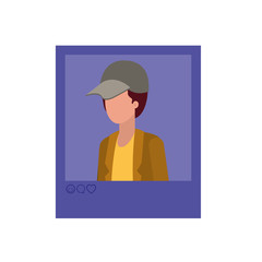 instant photo of man with cap avatar character