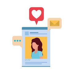 profile social network woman with speech bubble