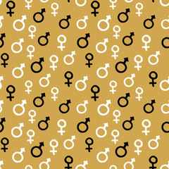 Mars and Venus seamless pattern vector illustration. Hand drawn sketched doodle gender background